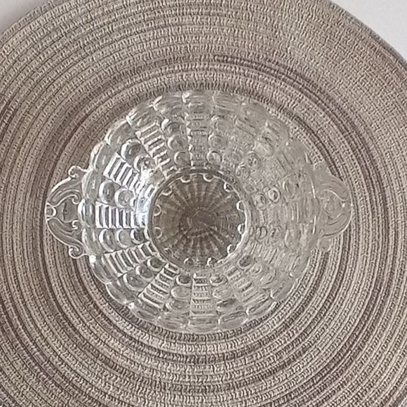 Vintage Bubbles & Bar Anchor Hocking Clear Glass Candy Dish with Handles - Picture 3 of 7